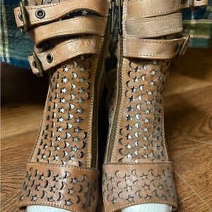 Freebird by Steven Brown Leather Star Cutout Ankle Booties